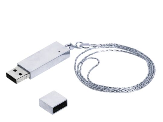 USB 2.0- флешка на 64 Гб в виде металлического слитка, серебристый