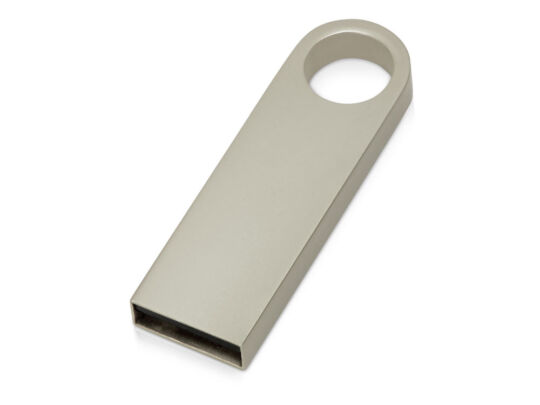 USB 2.0- флешка на 32 Гб с мини чипом, компактный дизайн с круглым отверстием, серебристый