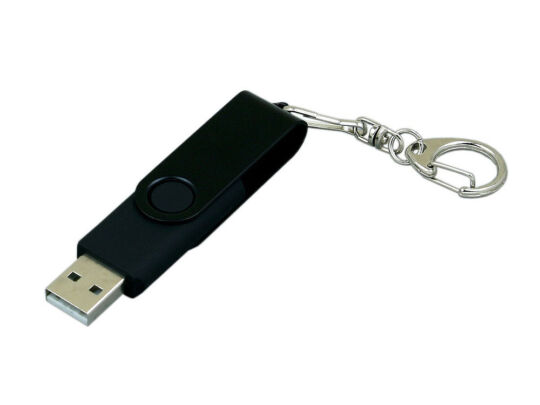 USB 3.0- флешка промо на 32 Гб с поворотным механизмом и однотонным металлическим клипом, черный