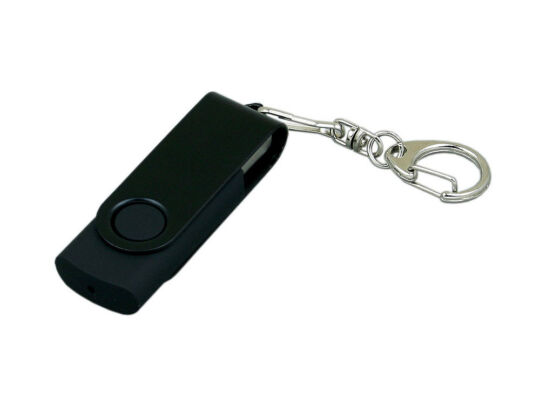 USB 3.0- флешка промо на 32 Гб с поворотным механизмом и однотонным металлическим клипом, черный